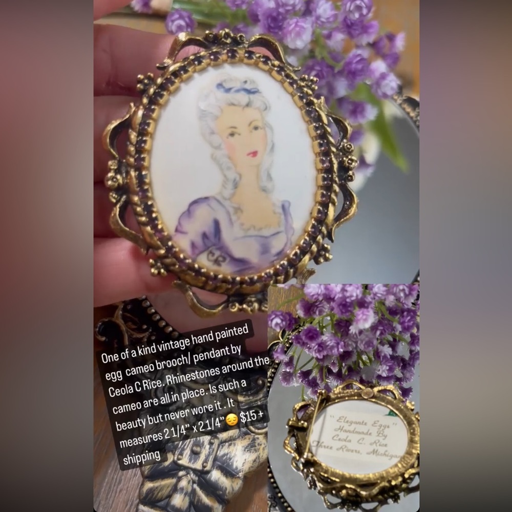 Hand painted egg cameo by ceola c Rice